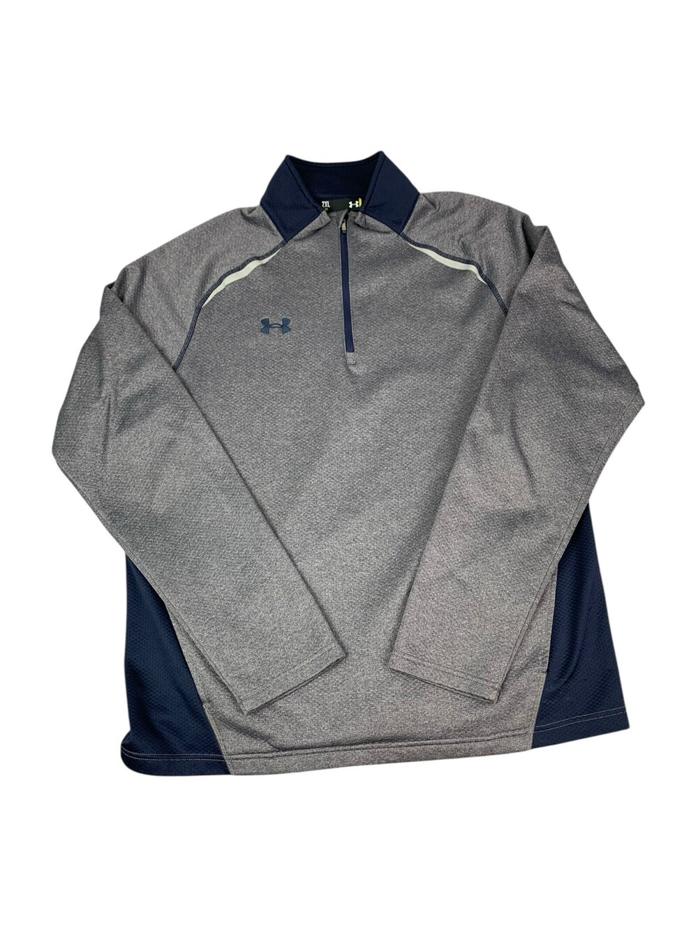 Under Armour 1/4 Zip Pullover Top, Gray & Navy Blue, Men’s Size 2XL